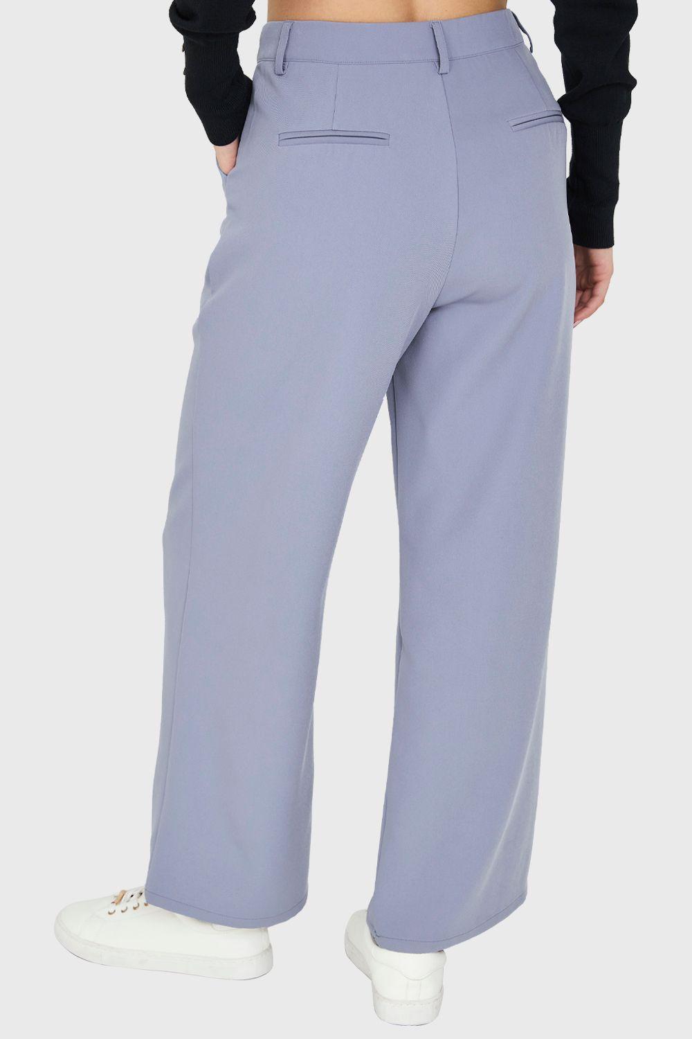 Pantalón Pinzas Tiro Alto Celeste Nicopoly-3