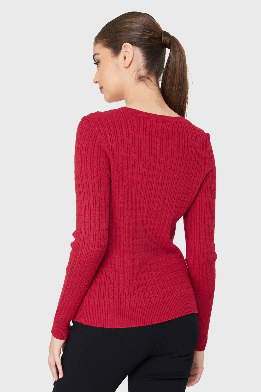 Cárdigan Punto Fino Cadenetas Rojo Nicopoly-3