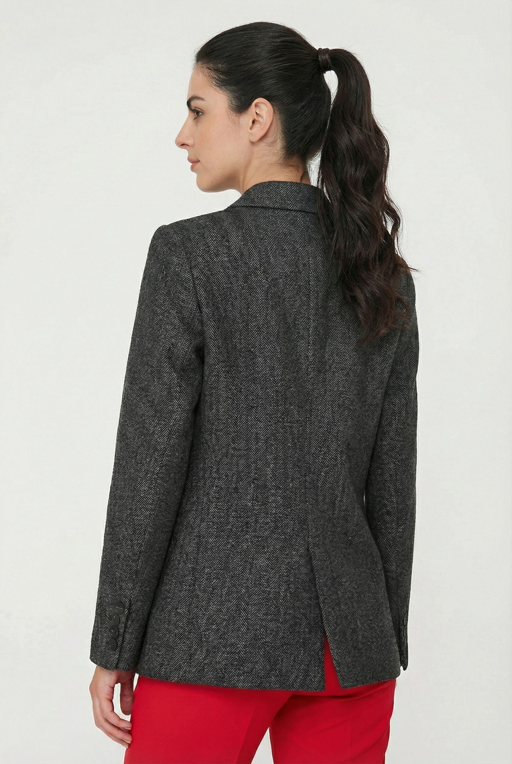 Blazer Patrón Espiga Grafito Nicopoly-0