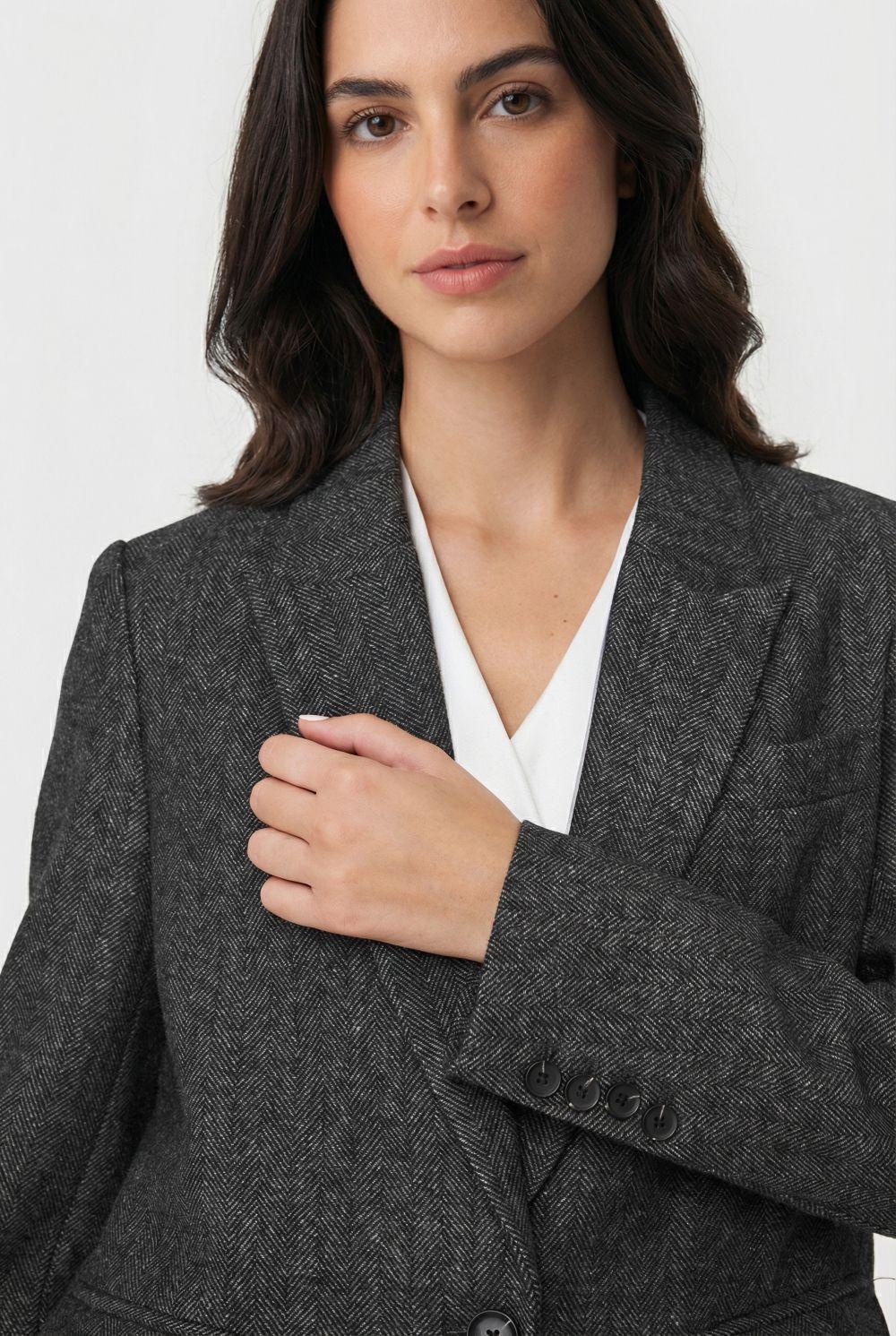 Blazer Patrón Espiga Grafito Nicopoly-5