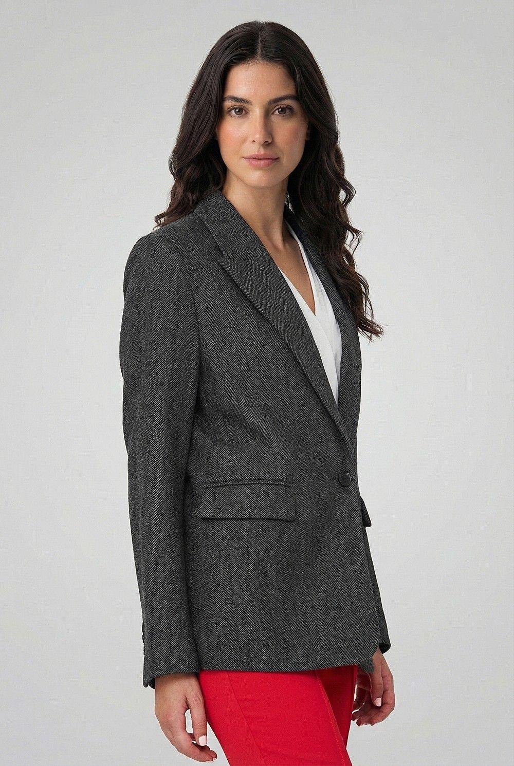 Blazer Patrón Espiga Grafito Nicopoly-2