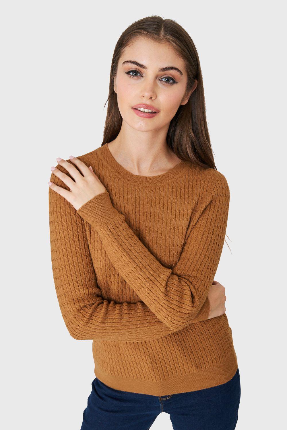 Sweater Punto Fino Cadenetas Café Nicopoly-0