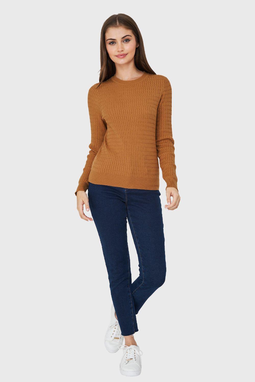 Sweater Punto Fino Cadenetas Café Nicopoly-1