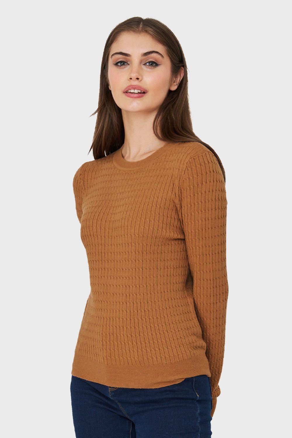 Sweater Punto Fino Cadenetas Café Nicopoly-2