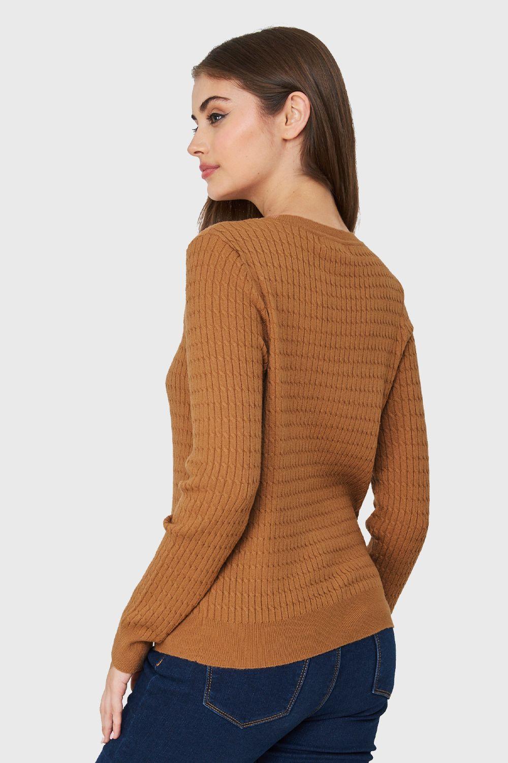 Sweater Punto Fino Cadenetas Café Nicopoly-3