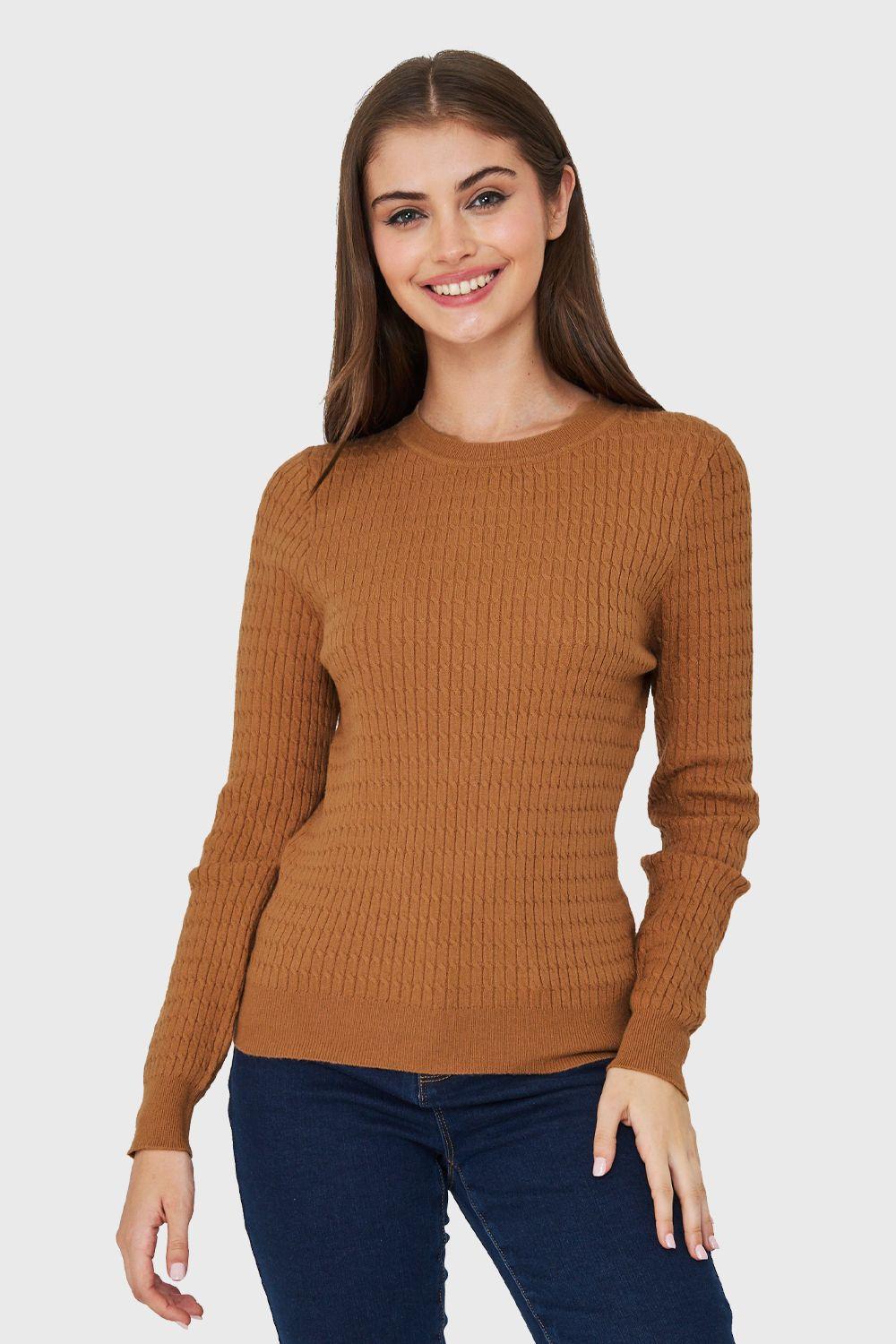 Sweater Punto Fino Cadenetas Café Nicopoly-4