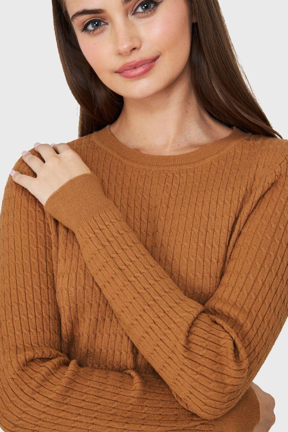 Sweater Punto Fino Cadenetas Café Nicopoly-5