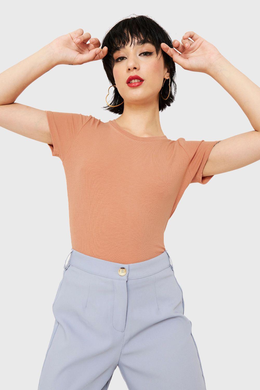 Polera Básica Manga Corta Damasco Nicopoly-4