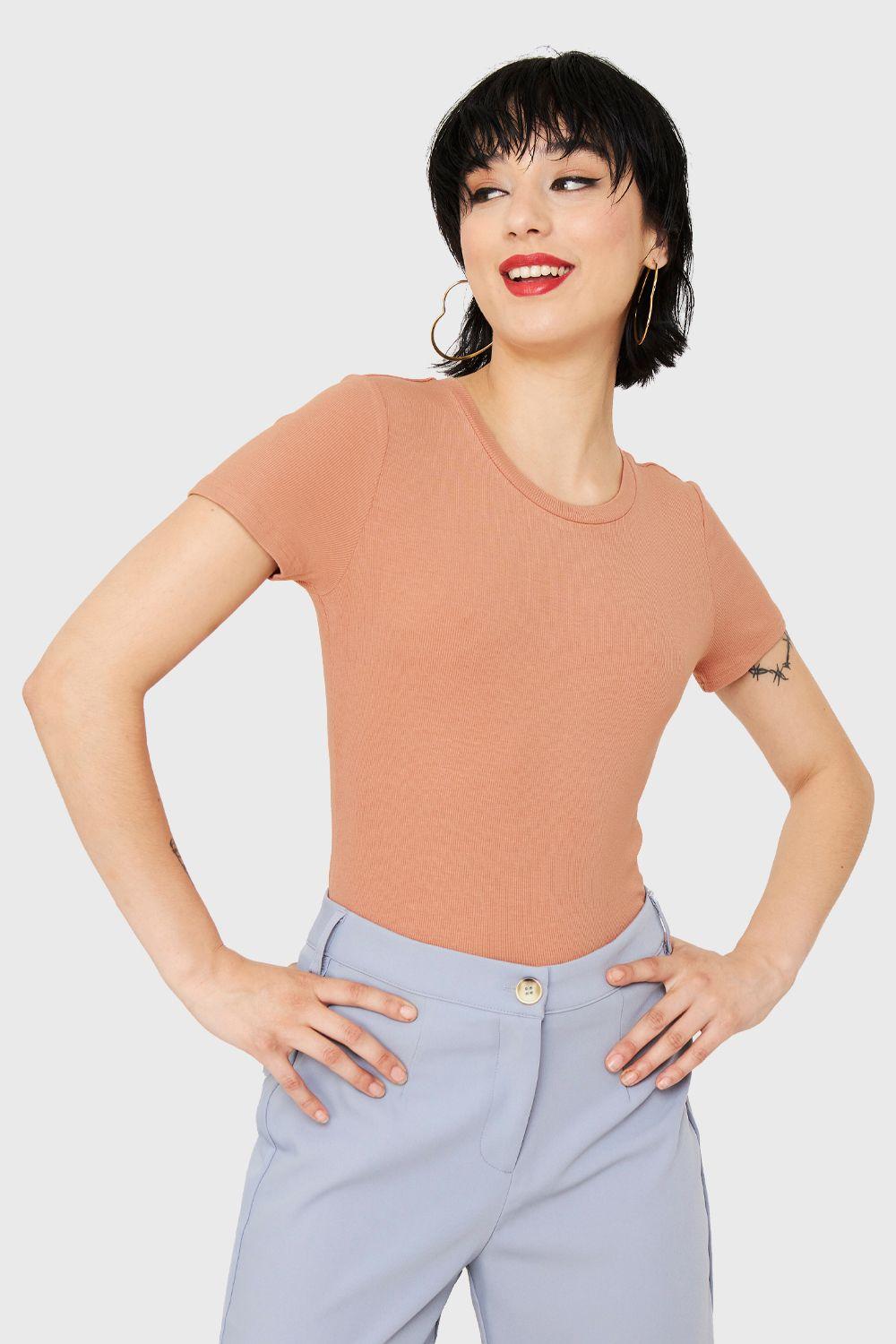 Polera Básica Manga Corta Damasco Nicopoly-0