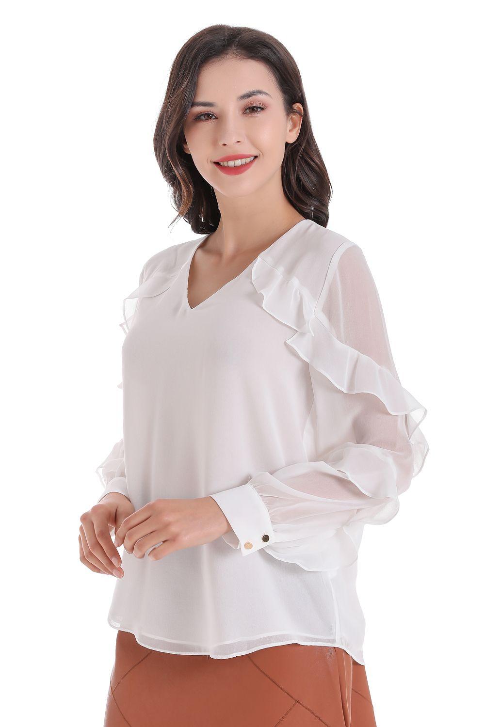 Blusa Volantes Mangas Blanco Nicopoly-1