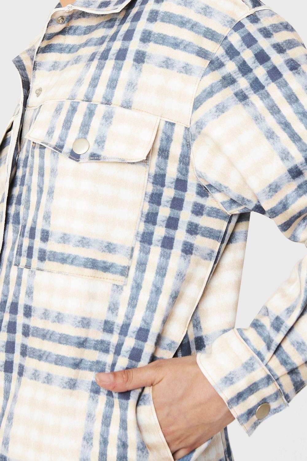 Sobrecamisa Tipo Gamuza Cuadrillé Azul Nicopoly-5