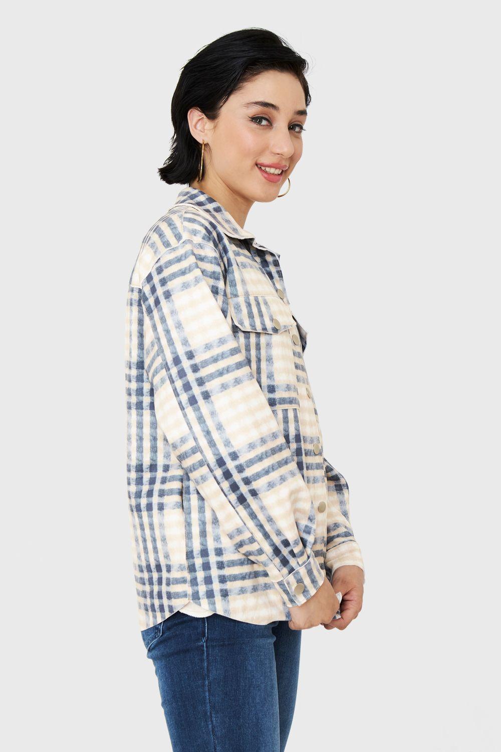 Sobrecamisa Tipo Gamuza Cuadrillé Azul Nicopoly-2