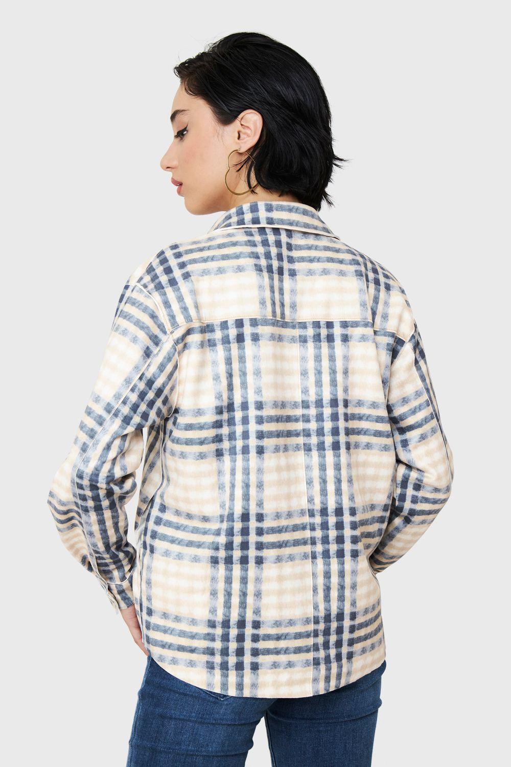 Sobrecamisa Tipo Gamuza Cuadrillé Azul Nicopoly-3