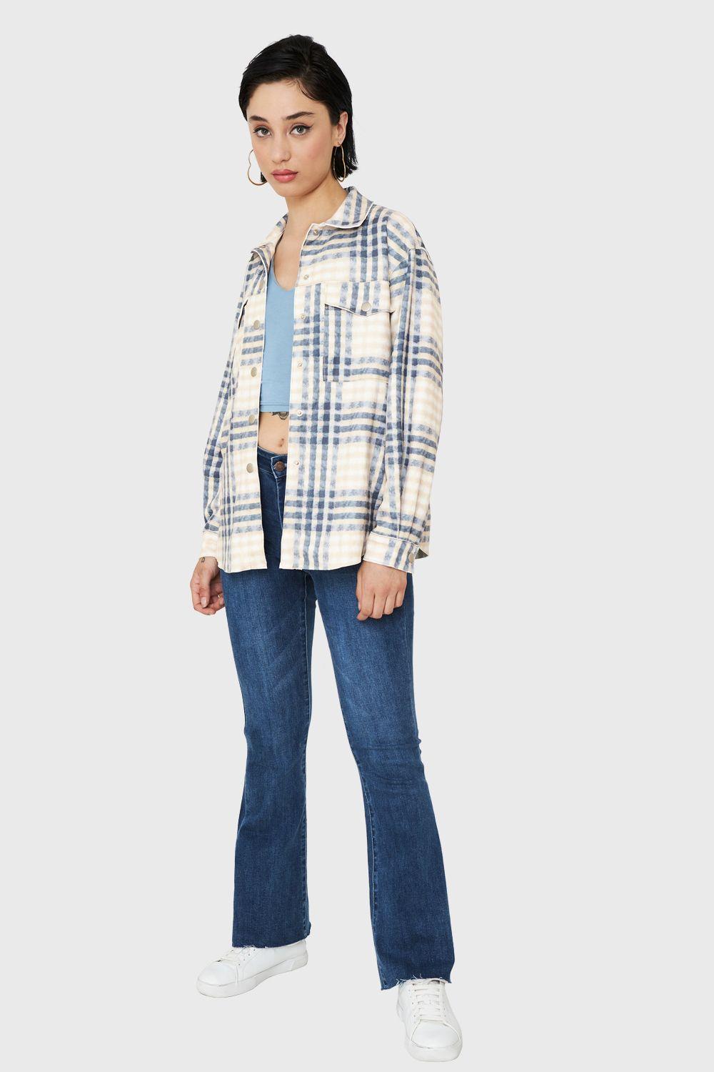 Sobrecamisa Tipo Gamuza Cuadrillé Azul Nicopoly-1