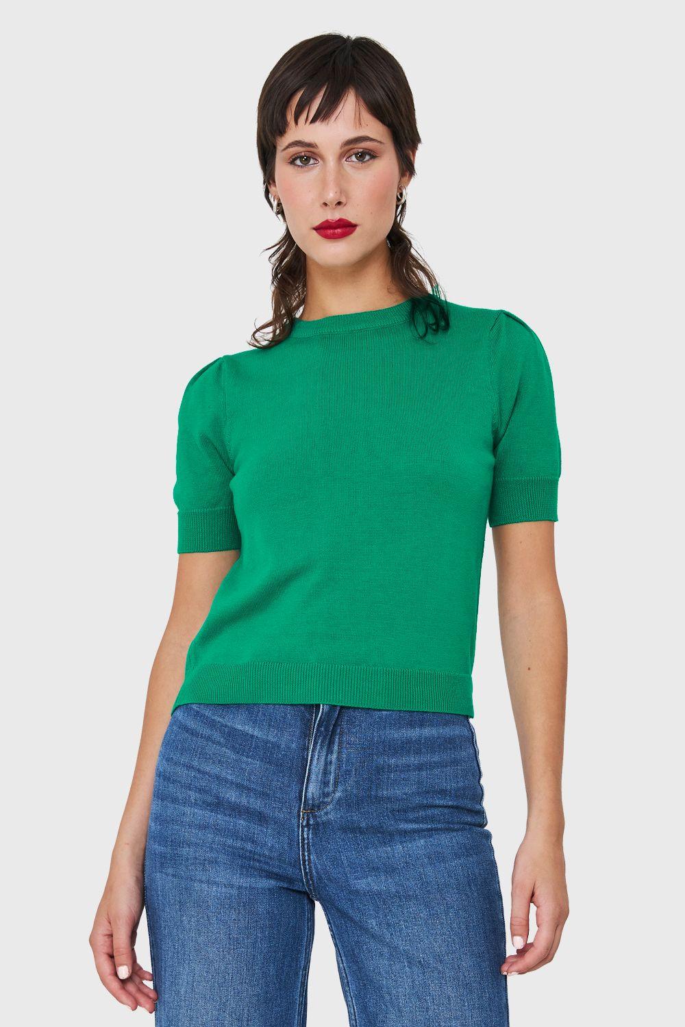 Sweater Tipo Hilo Manga Princesa Verde Nicopoly-0