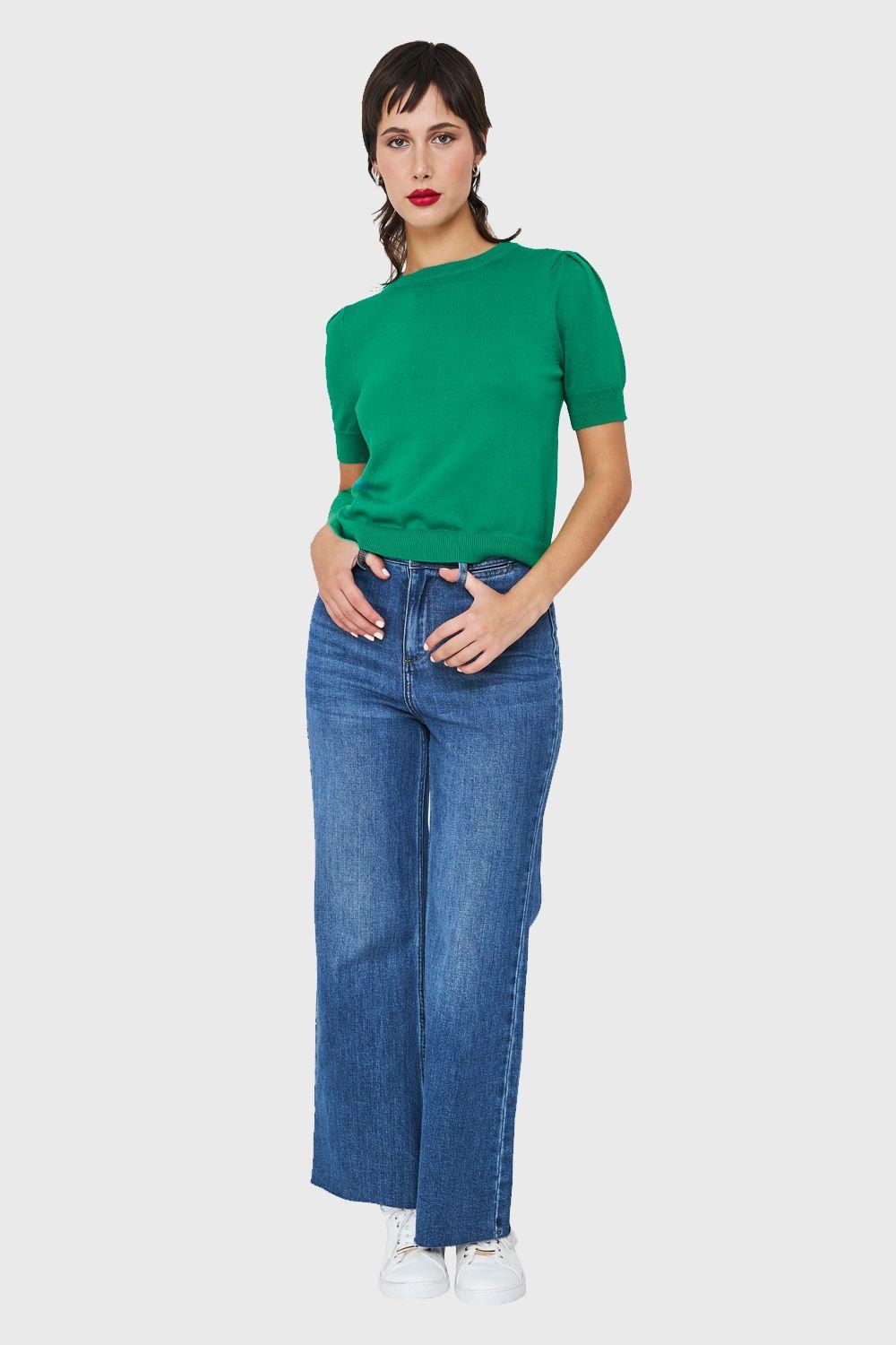 Sweater Tipo Hilo Manga Princesa Verde Nicopoly-1