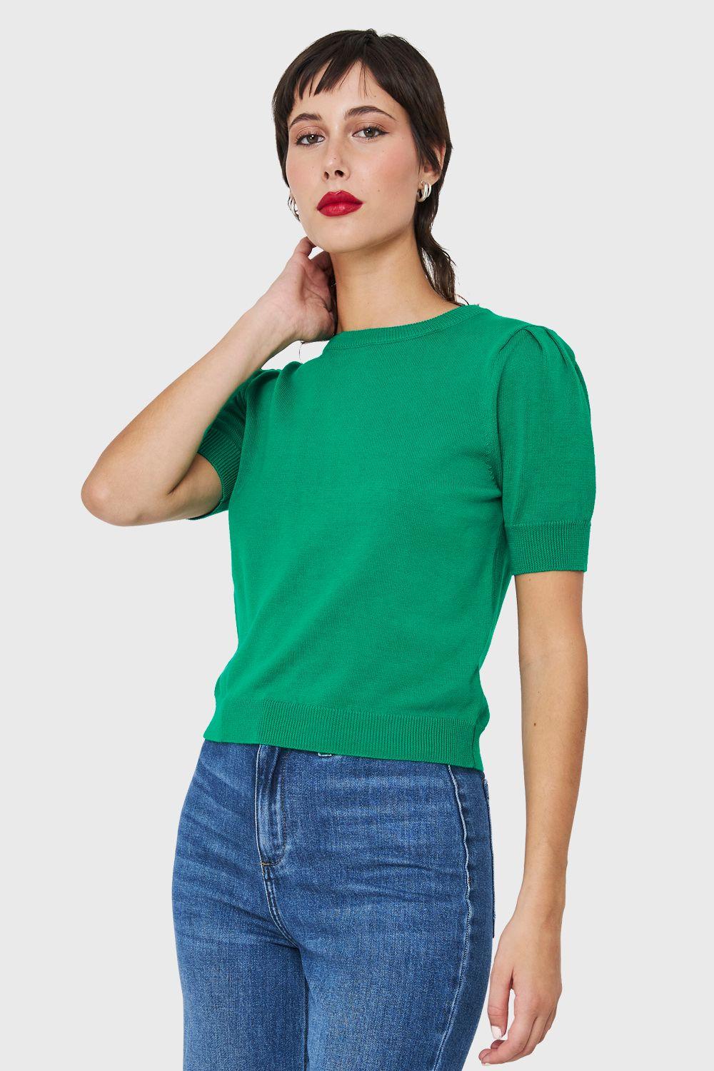 Sweater Tipo Hilo Manga Princesa Verde Nicopoly-2