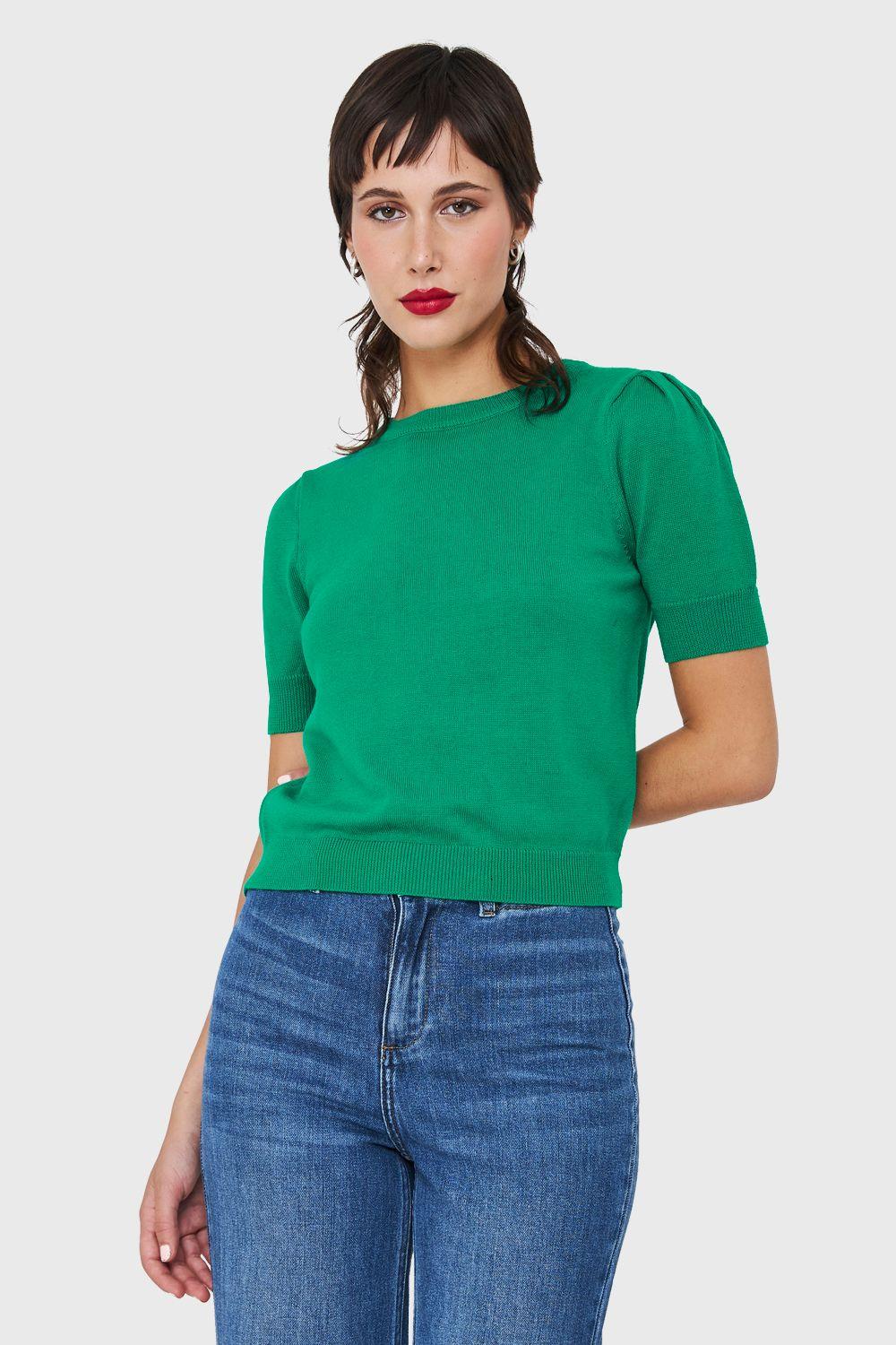 Sweater Tipo Hilo Manga Princesa Verde Nicopoly-4