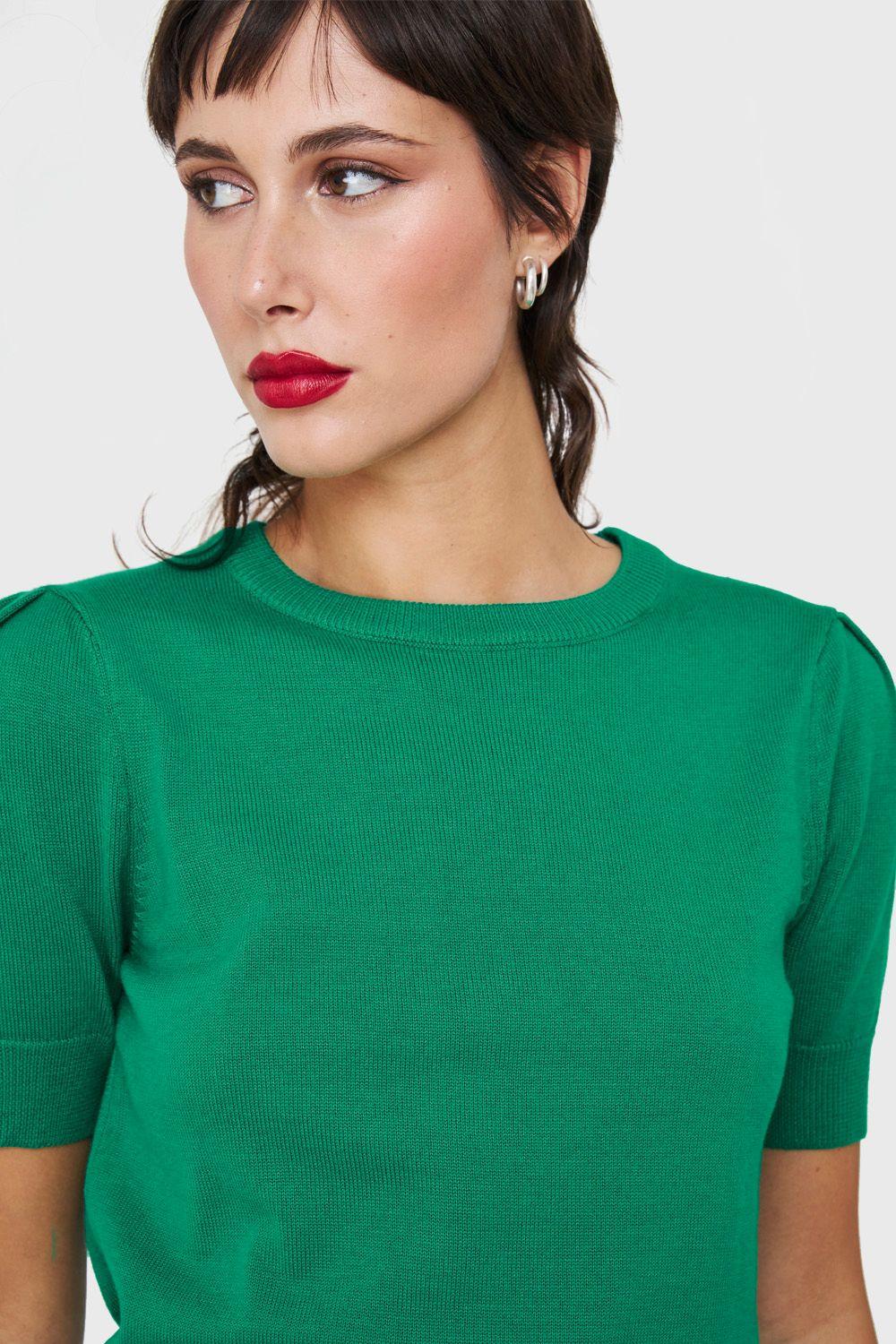 Sweater Tipo Hilo Manga Princesa Verde Nicopoly-5