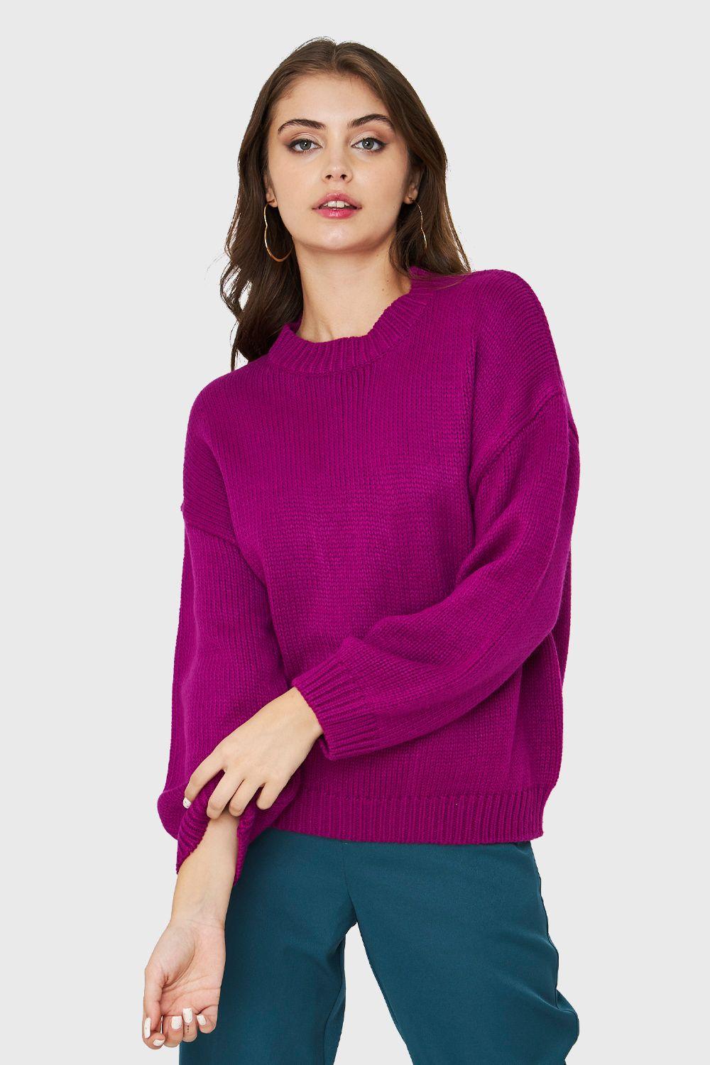 Sweater Básico Holgado Magenta Nicopoly-0