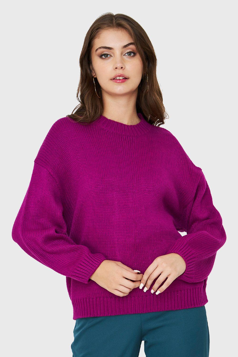 Sweater Básico Holgado Magenta Nicopoly-4
