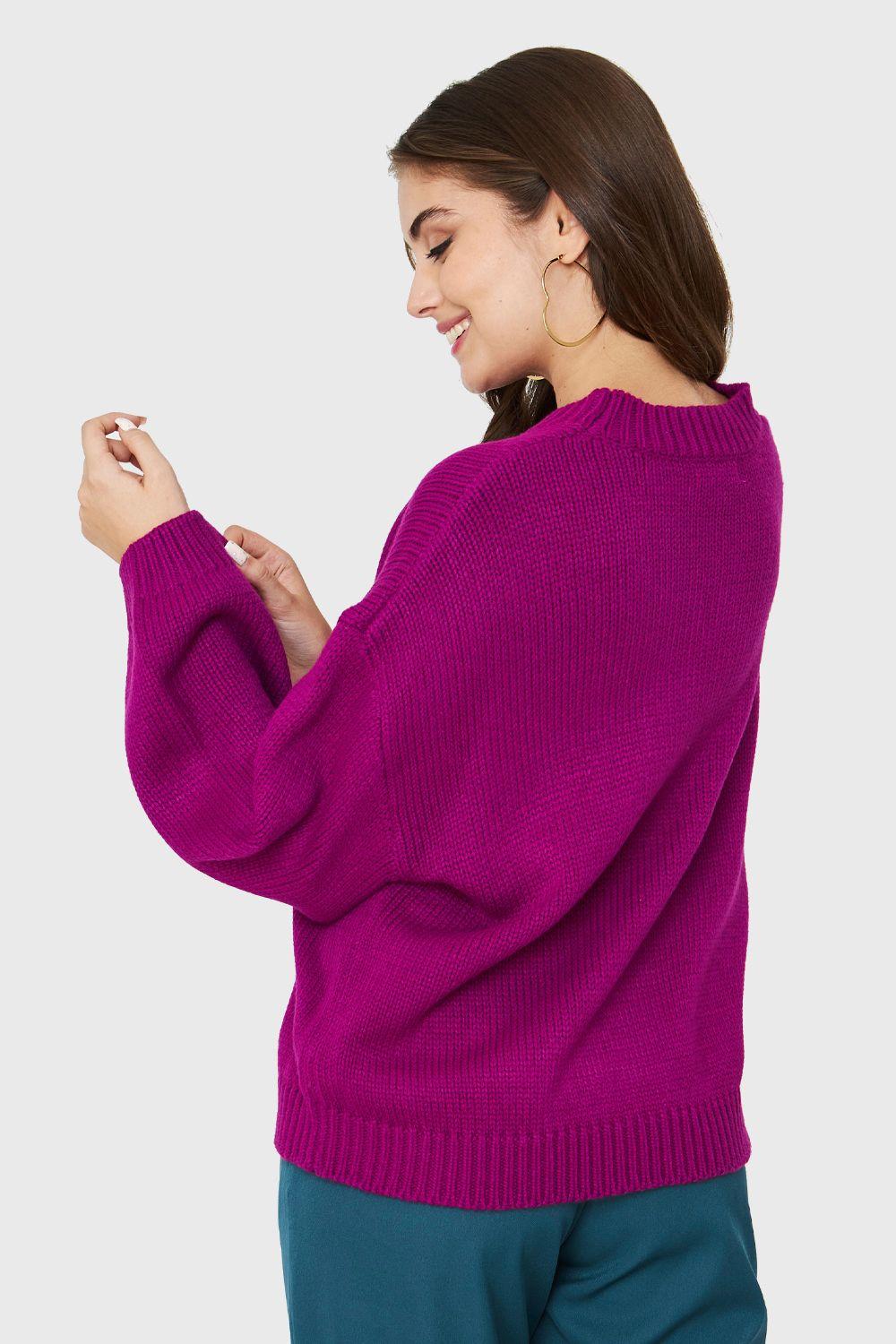 Sweater Básico Holgado Magenta Nicopoly-3