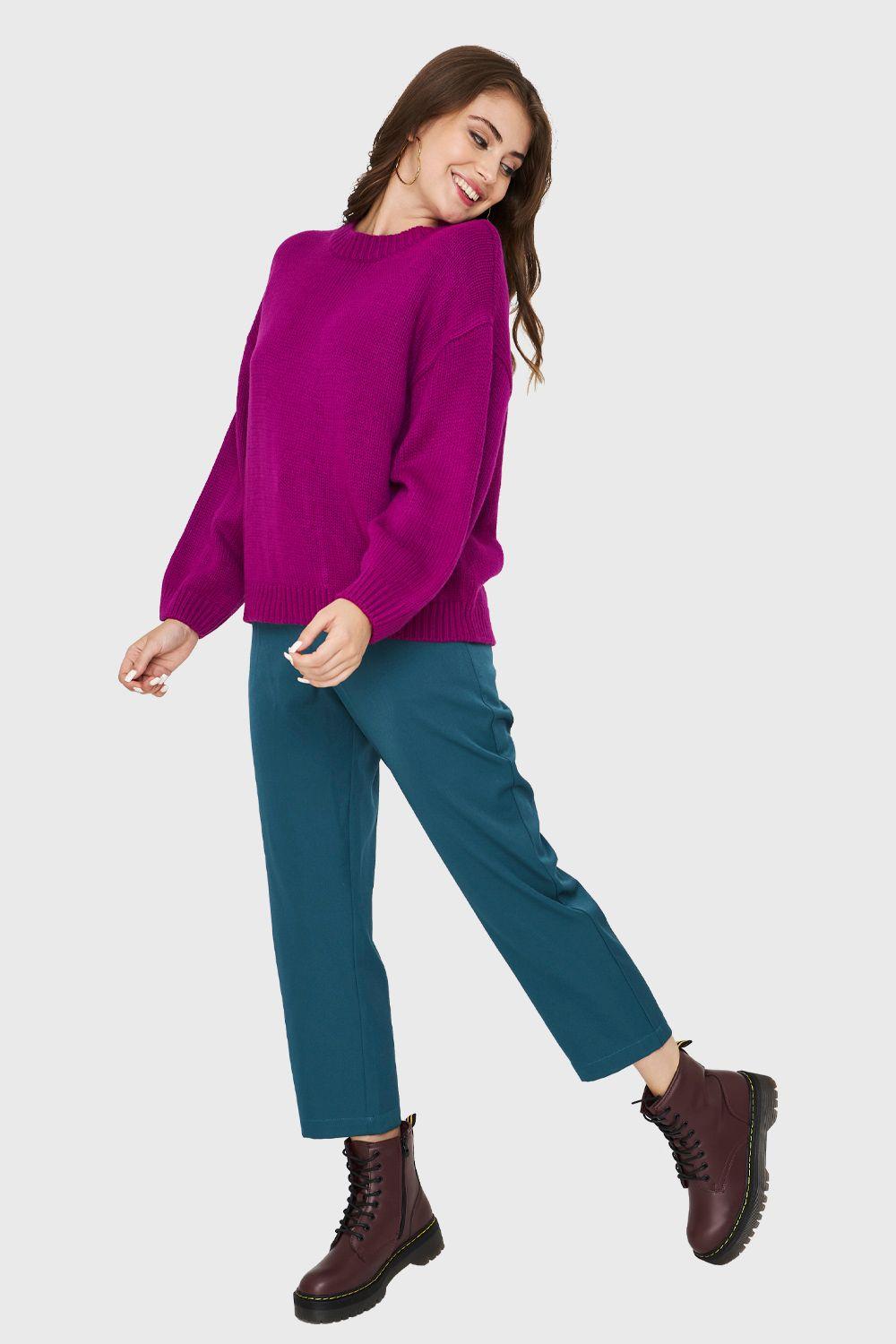 Sweater Básico Holgado Magenta Nicopoly-1