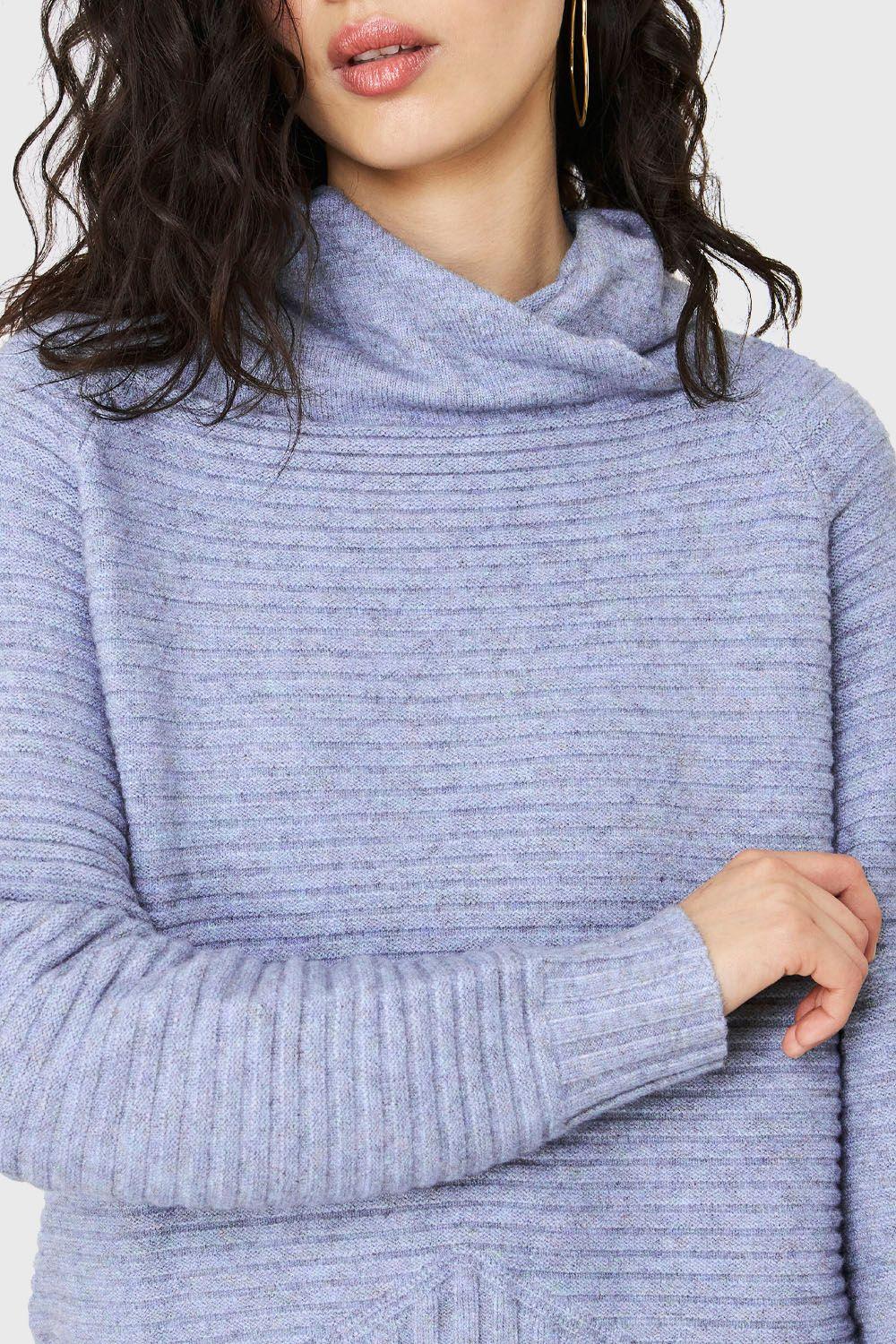 Sweater Acanalado Cuello Tortuga Celeste Nicopoly-5