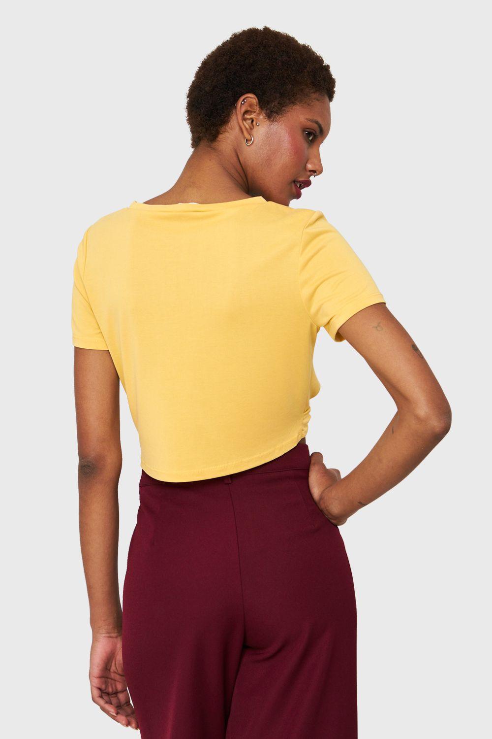 Polera Crop Nudo Amarillo Nicopoly-3