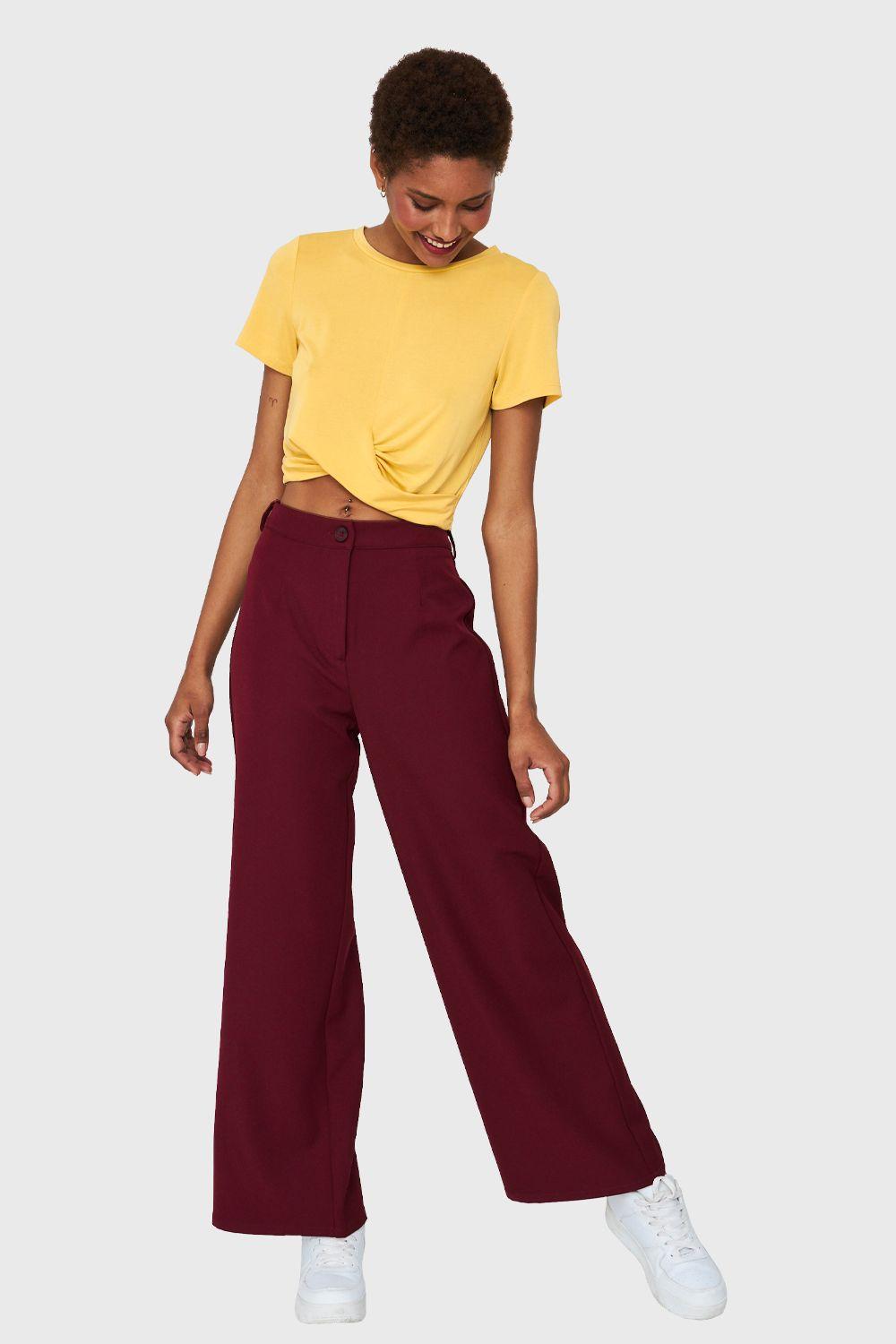 Polera Crop Nudo Amarillo Nicopoly-1