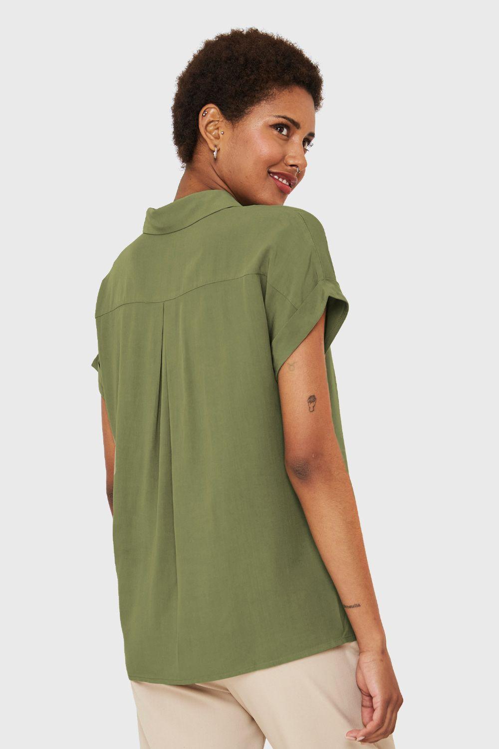 Camisa Manga Corta Con Dobladillo Oliva Nicopoly-3