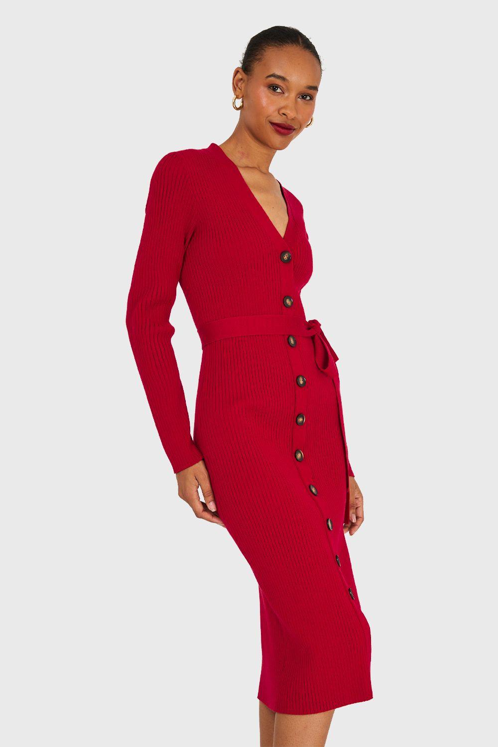 Vestido Sweater Midi Rojo Nicopoly-2