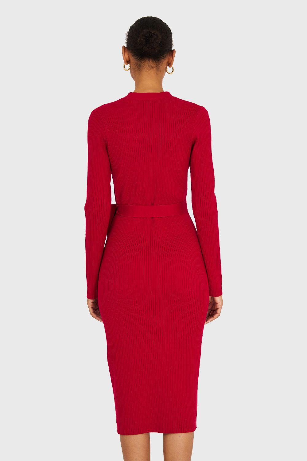 Vestido Sweater Midi Rojo Nicopoly-3