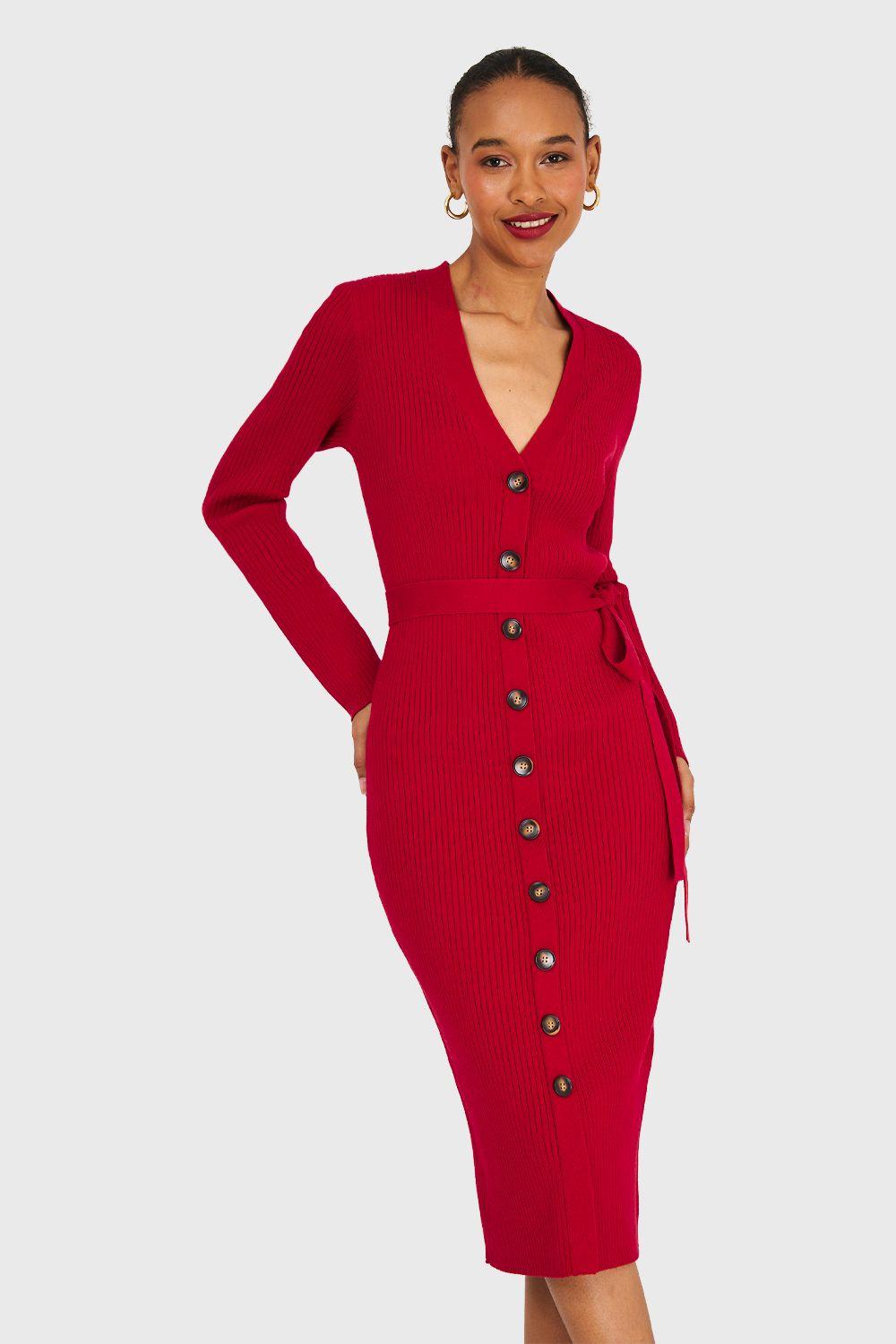 Vestido Sweater Midi Rojo Nicopoly-4
