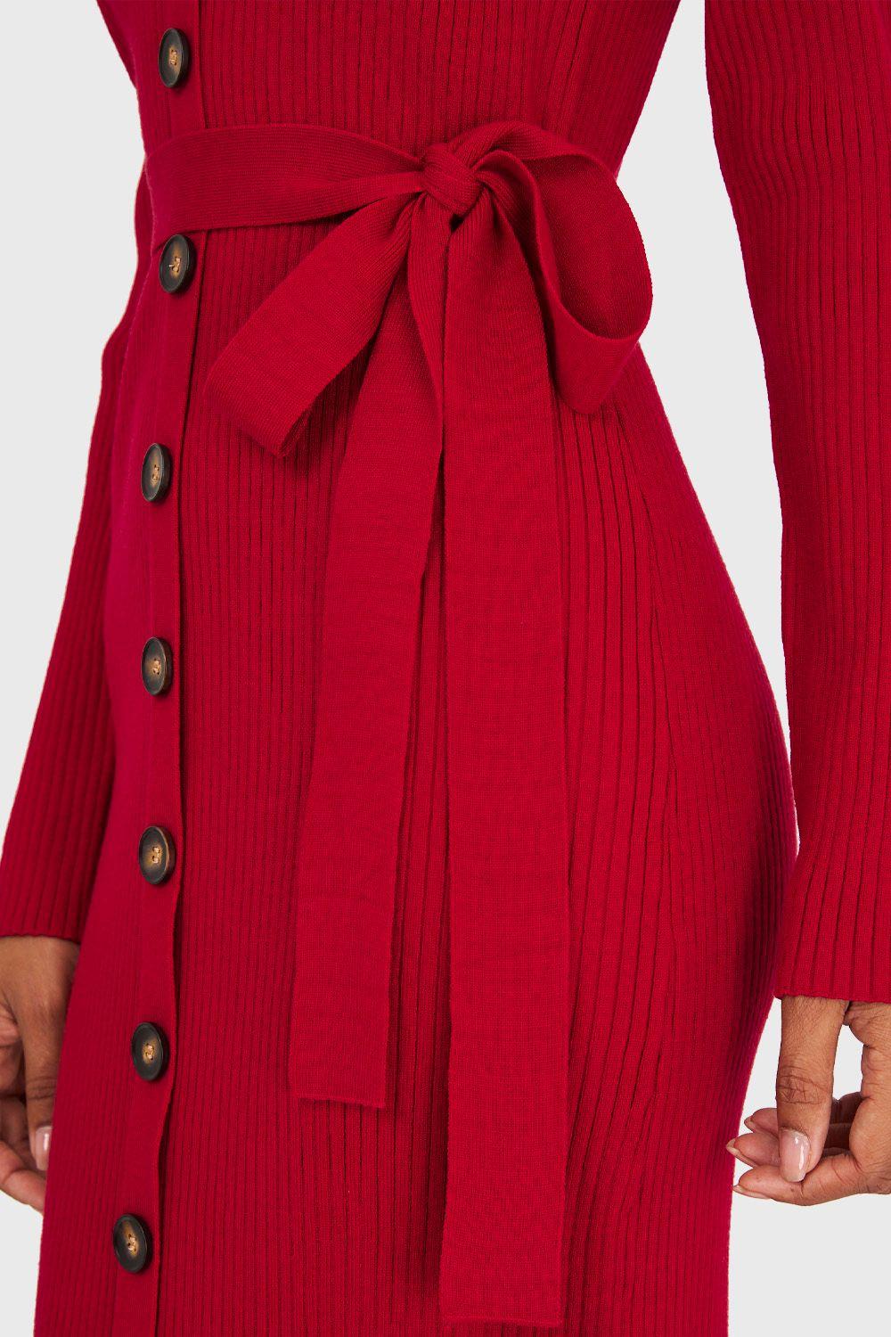 Vestido Sweater Midi Rojo Nicopoly-5
