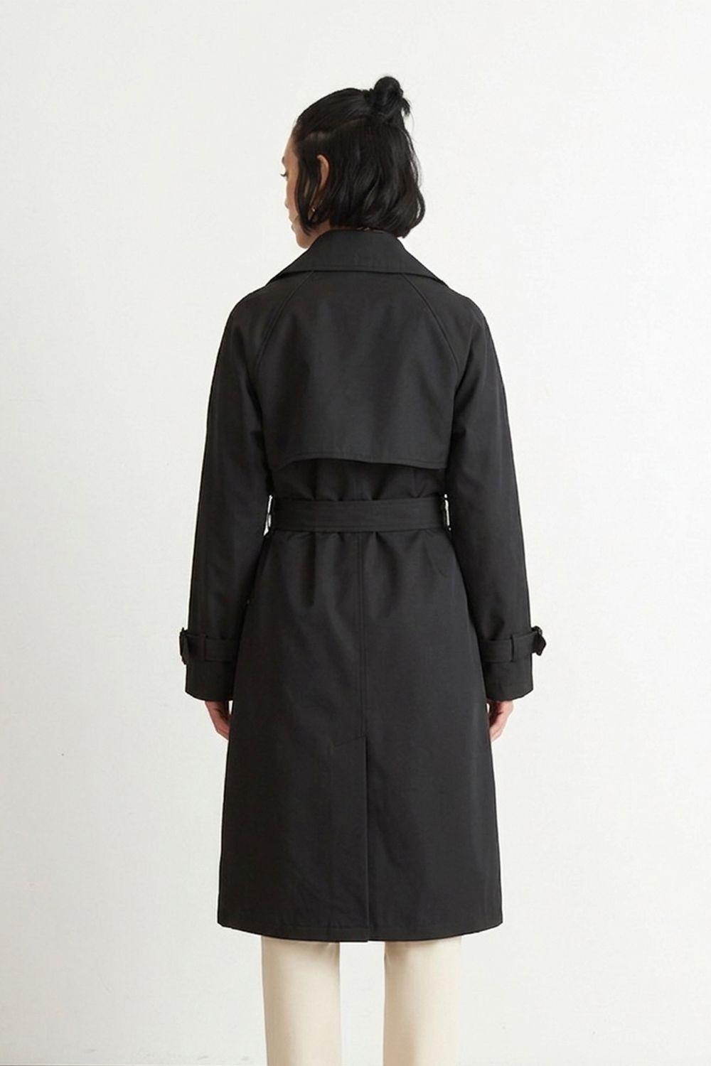 Trench Clásico Doble Botonadura Negro Nicopoly-3