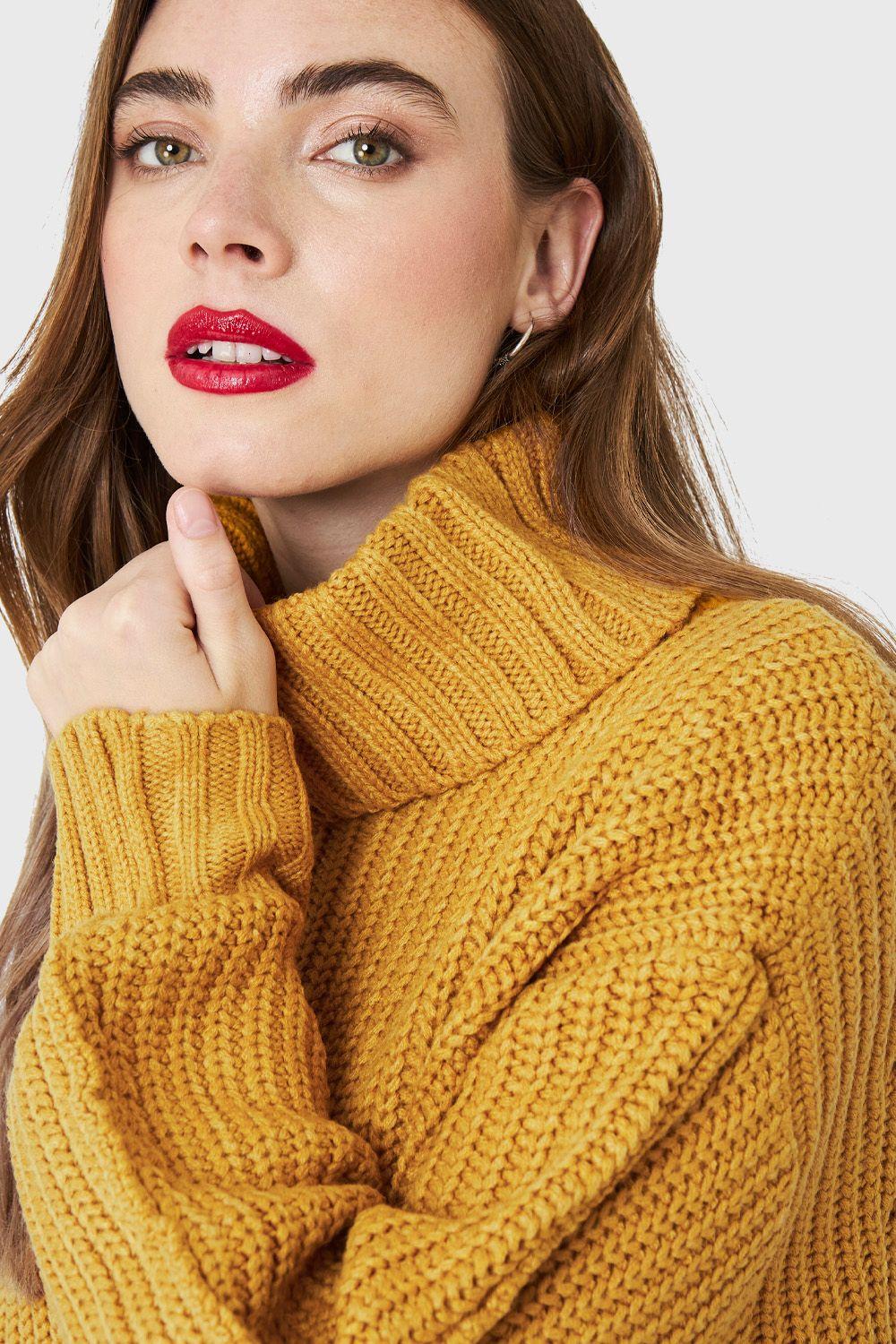 Maxi Sweater Mostaza Nicopoly-5