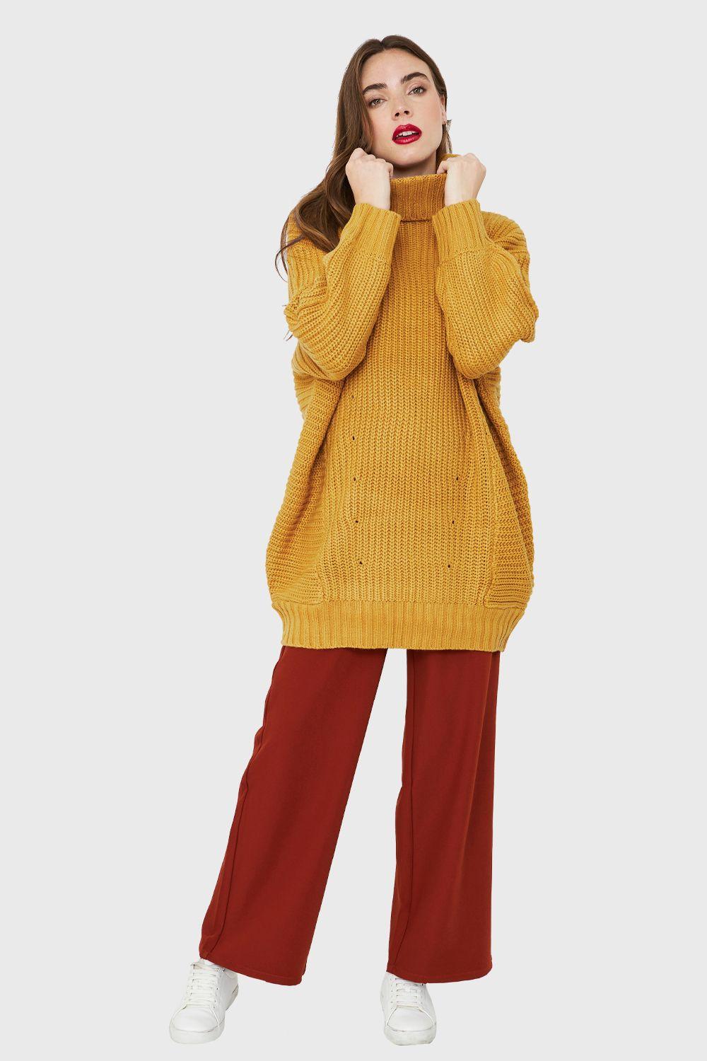 Maxi Sweater Mostaza Nicopoly-1