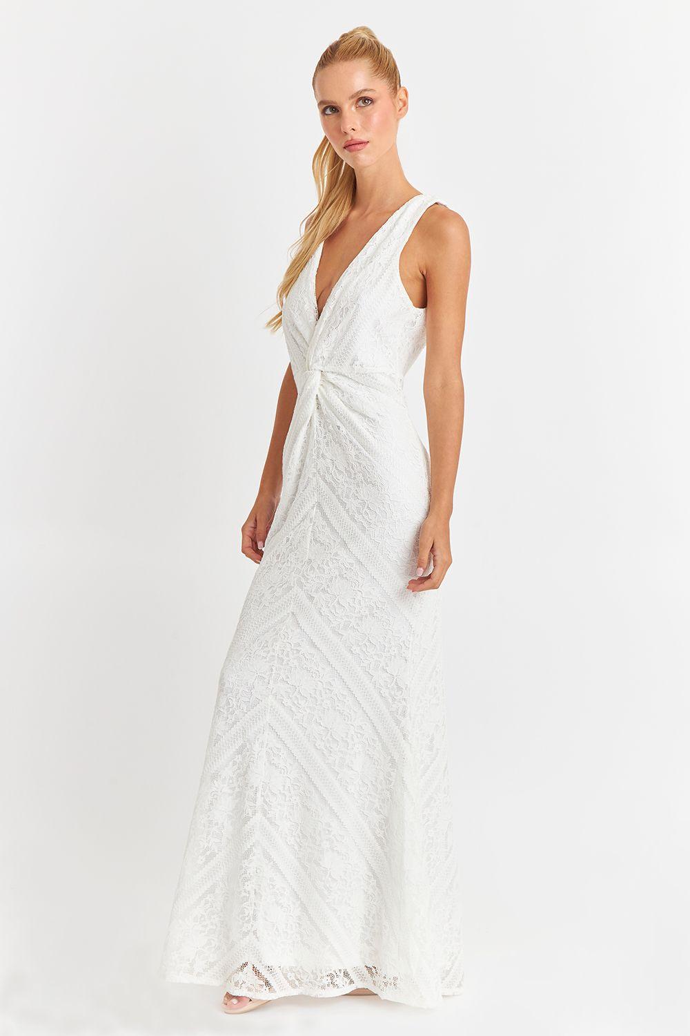 Vestido Encaje Sirena Blanco Nicopoly-2