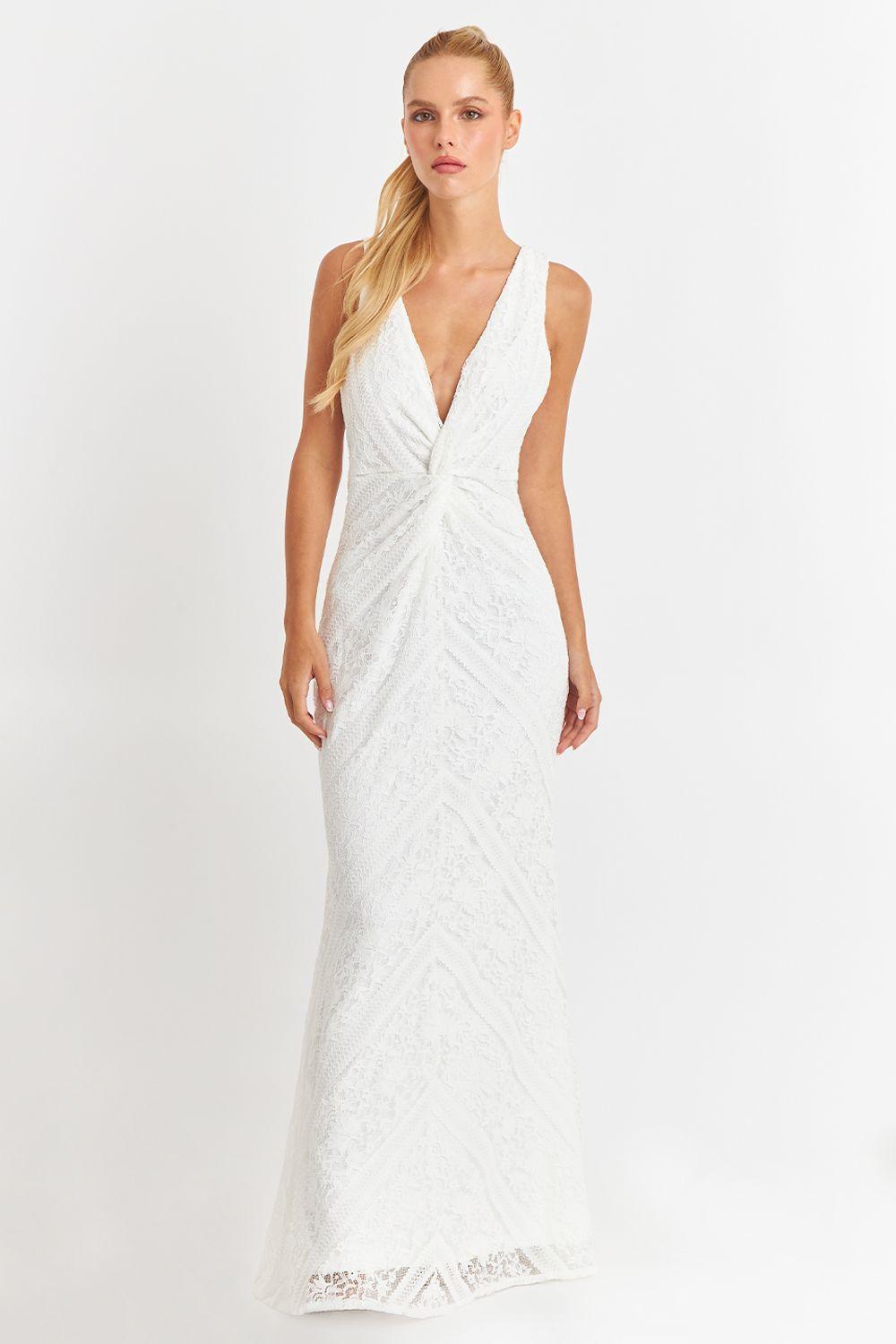 Vestido Encaje Sirena Blanco Nicopoly-4