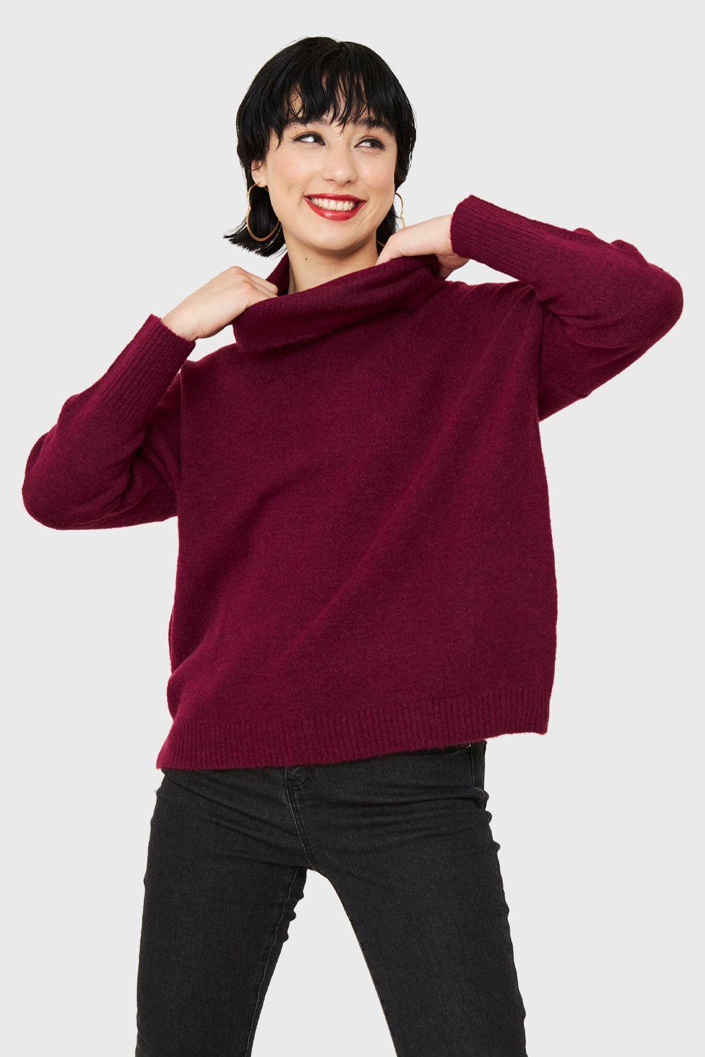 Sweater Cuello Alto Burdeo Nicopoly-0
