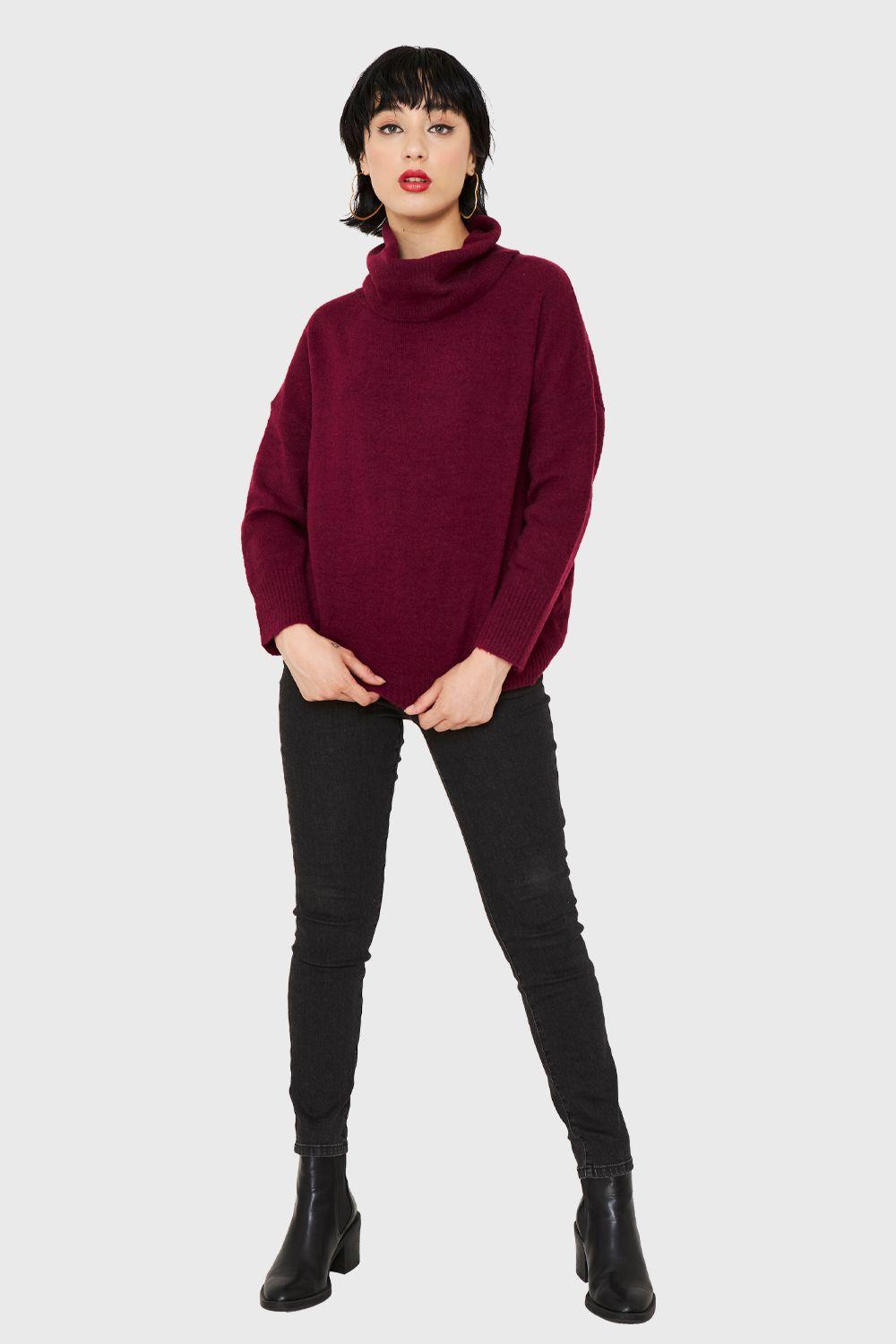Sweater Cuello Alto Burdeo Nicopoly-1