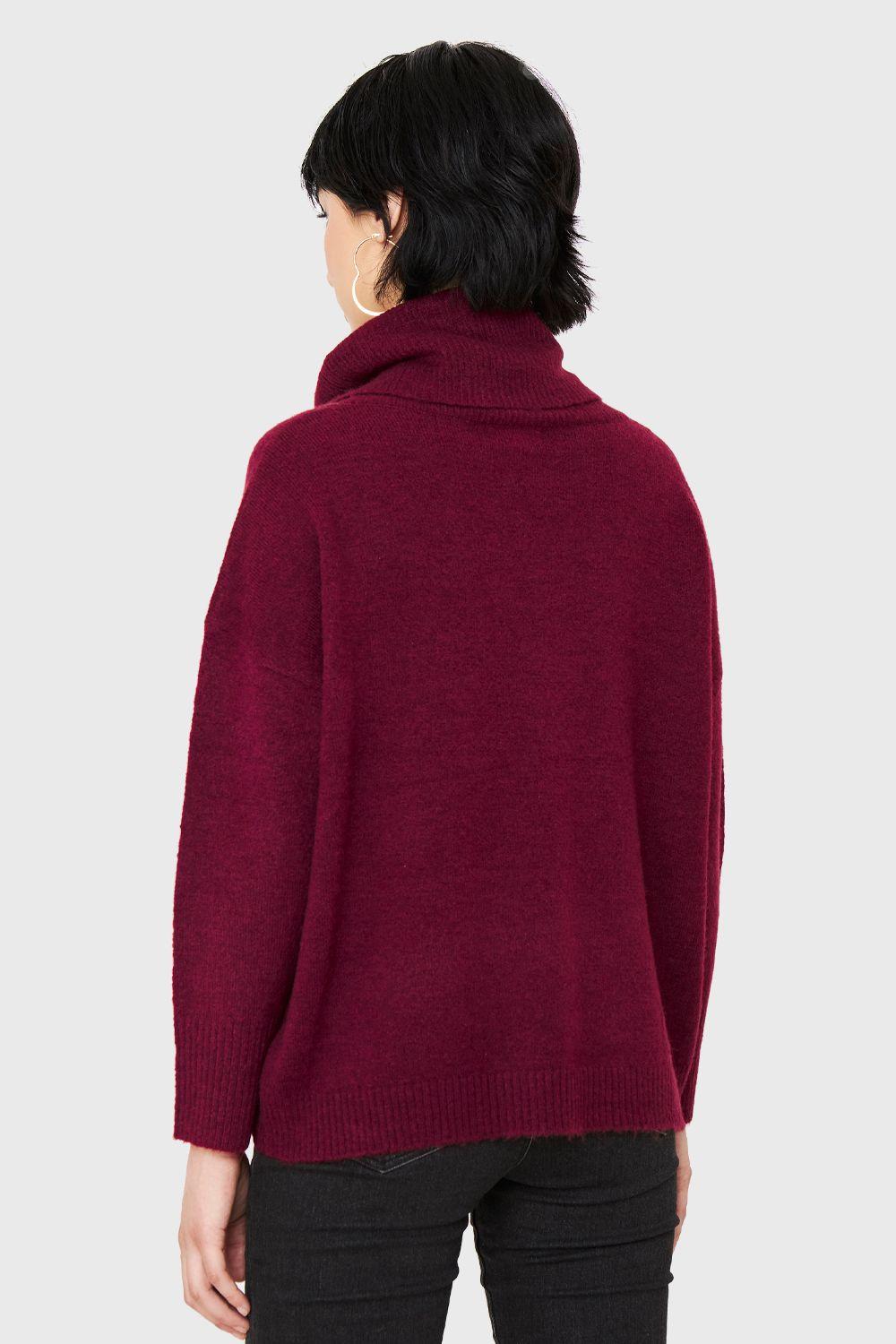 Sweater Cuello Alto Burdeo Nicopoly-3
