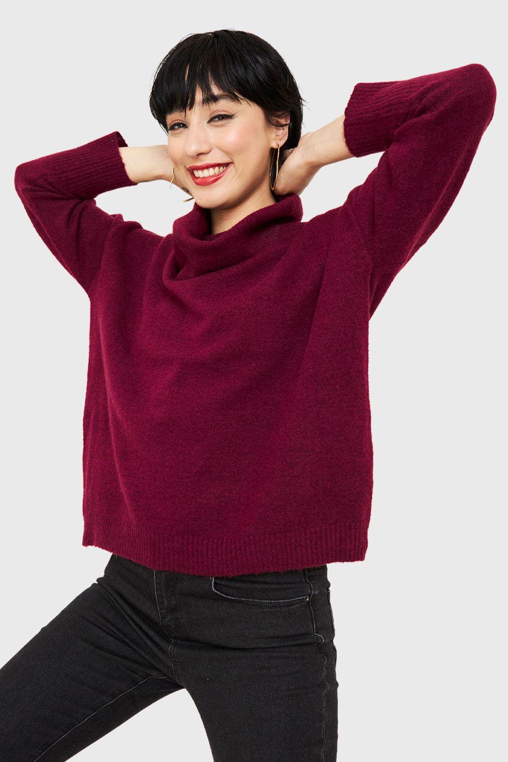Sweater Cuello Alto Burdeo Nicopoly-4