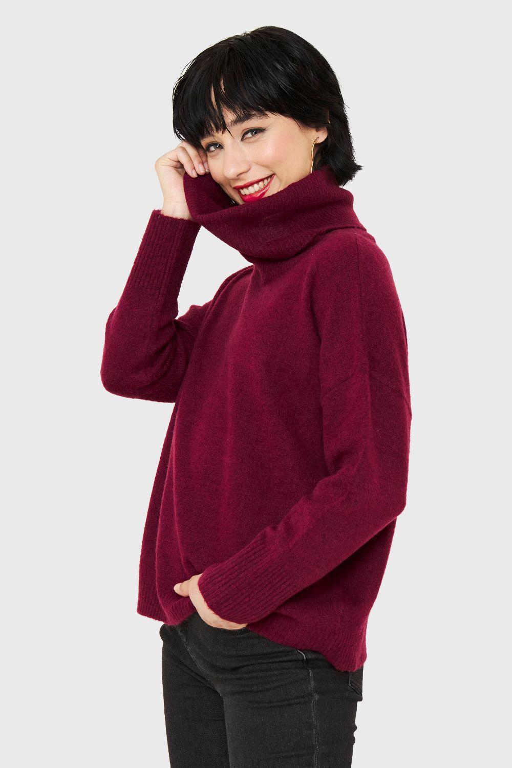 Sweater Cuello Alto Burdeo Nicopoly-2