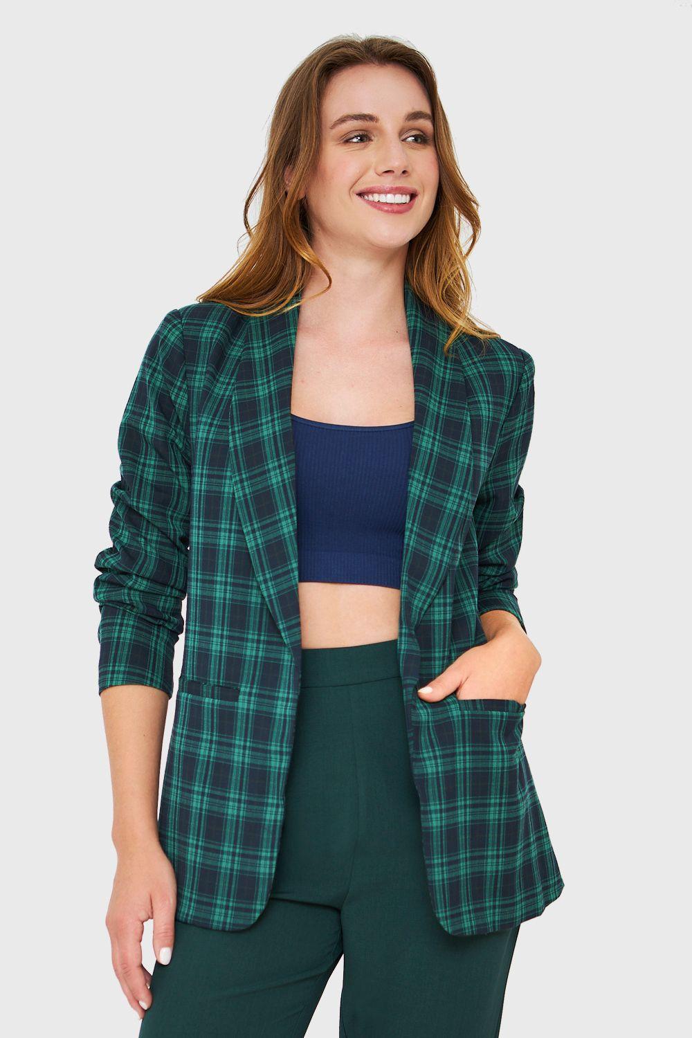 Blazer Escocés Verde Nicopoly-4