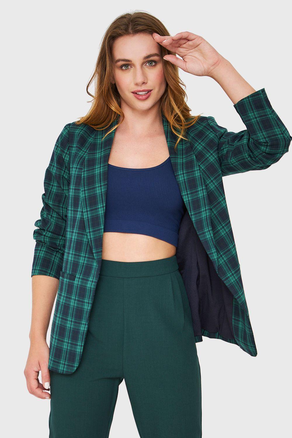 Blazer Escocés Verde Nicopoly-0
