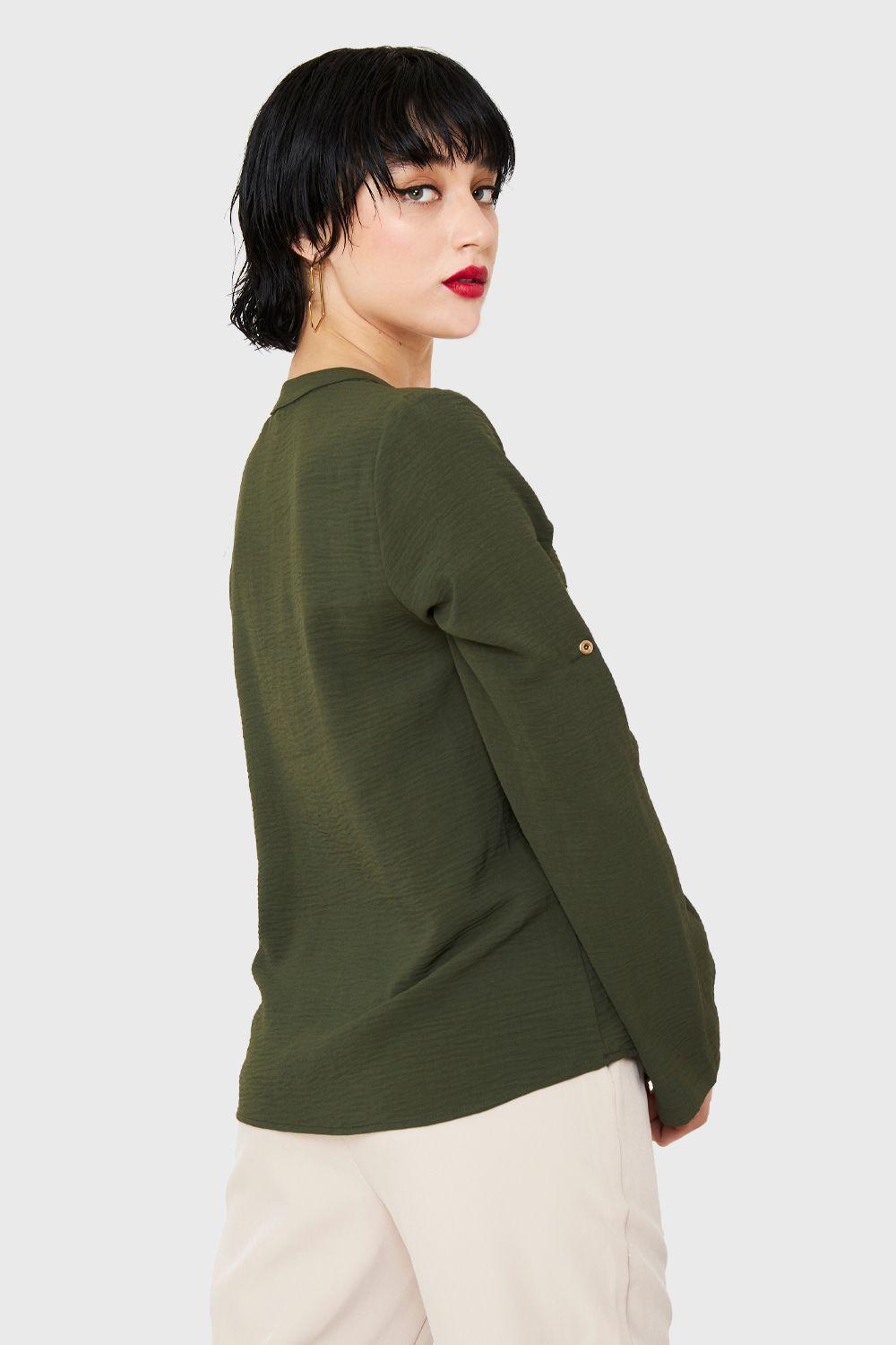 Blusa Cuello Mao Oliva Nicopoly-3