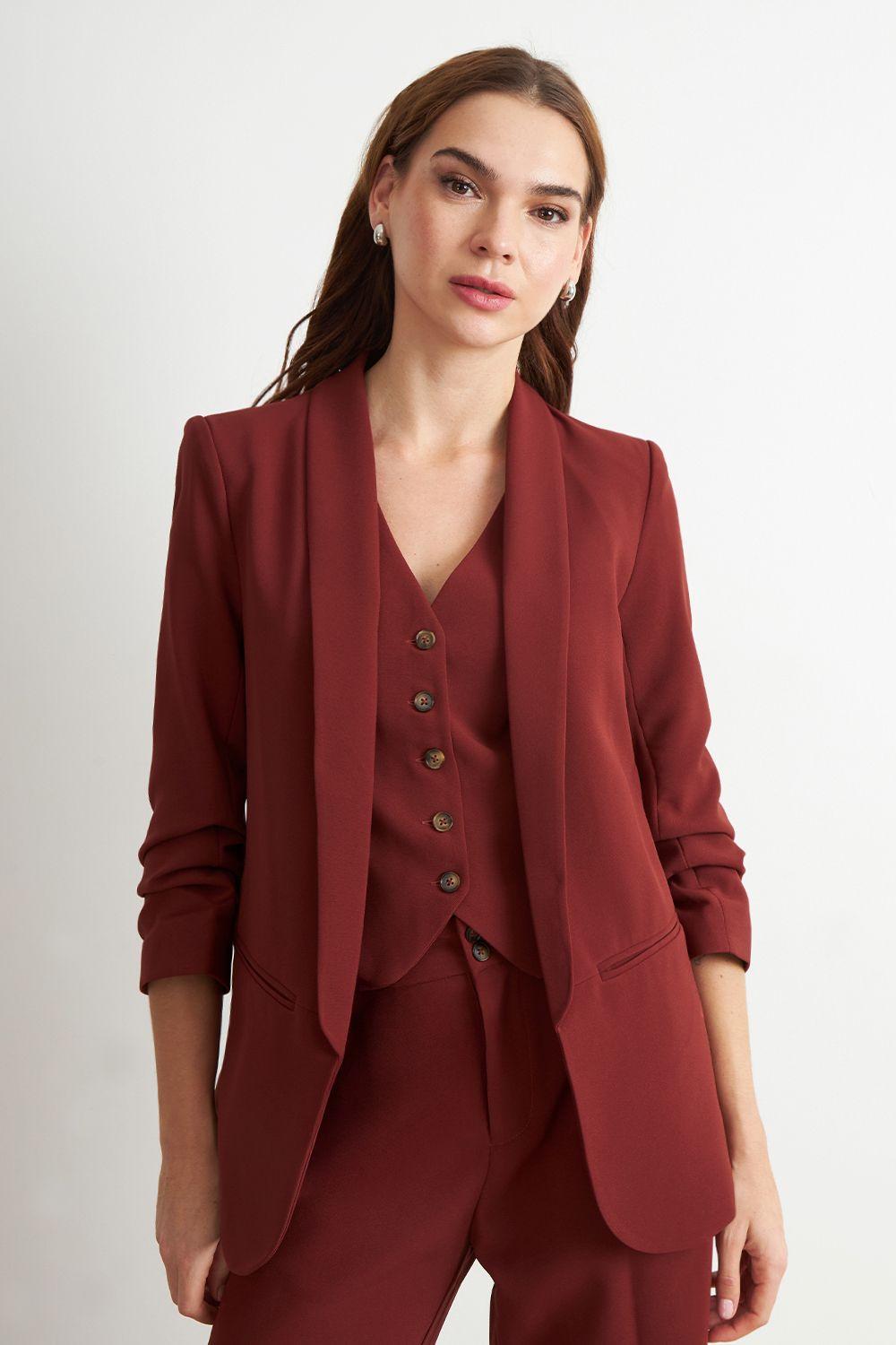 Blazer Manga 3/4 Ajustado con Solapas Óxido Nicopoly-0