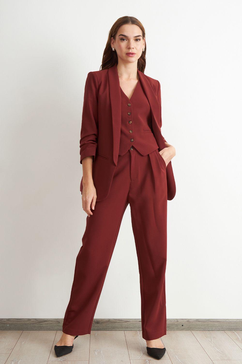 Blazer Manga 3/4 Ajustado con Solapas Óxido Nicopoly-1